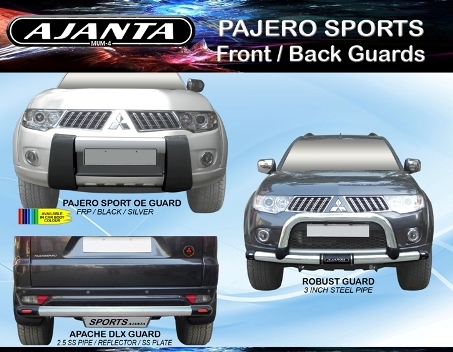 PAJERO SPORTS accessories front guard roof racks back guards. AJANTA FRONT GUARD